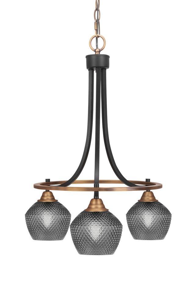 Toltec Lighting - 3413-MBBR-4622 - Three Light Chandelier - Paramount - Matte Black & Brass