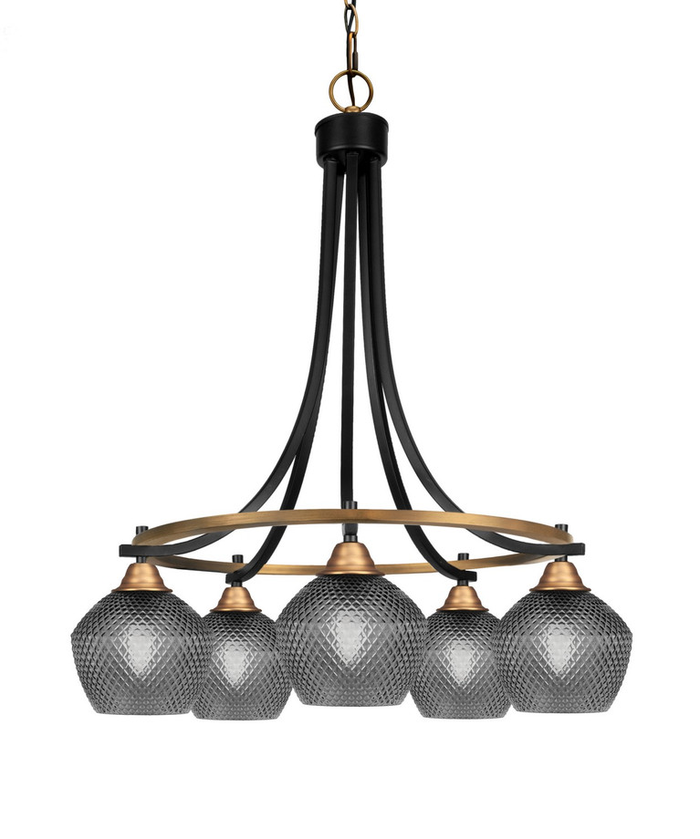 Toltec Lighting - 3415-MBBR-4622 - Five Light Chandelier - Paramount - Matte Black & Brass