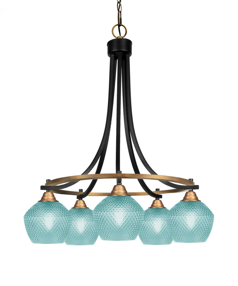 Toltec Lighting - 3415-MBBR-4625 - Five Light Chandelier - Paramount - Matte Black & Brass
