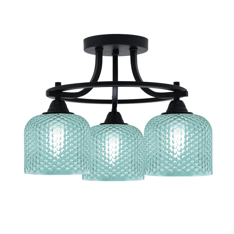 Toltec Lighting - 3417-MB-4615 - Three Light Semi-Flush Mount - Paramount - Matte Black