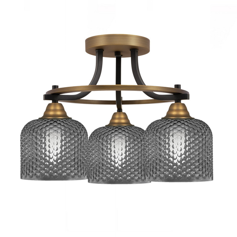 Toltec Lighting - 3417-MBBR-4612 - Three Light Semi-Flush Mount - Paramount - Matte Black & Brass