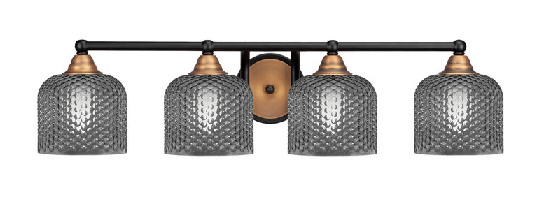 Toltec Lighting - 3424-MBBR-4612 - Four Light Bath Bar - Paramount - Matte Black & Brass