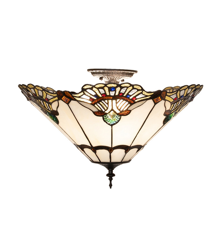 Meyda Tiffany - 288127 - Three Light Flushmount - Shell With Jewels - Oil Rubbed Bronze