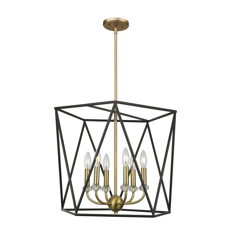 Artcraft - AC11033 - Six Light Chandelier - Harmony - Black & Satin Brass