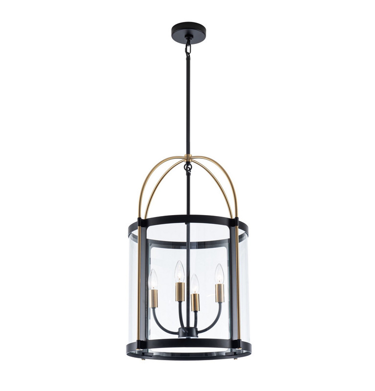 Artcraft - AC11515BB - Four Light Pendant - Verre incolore - Black and Brushed Brass