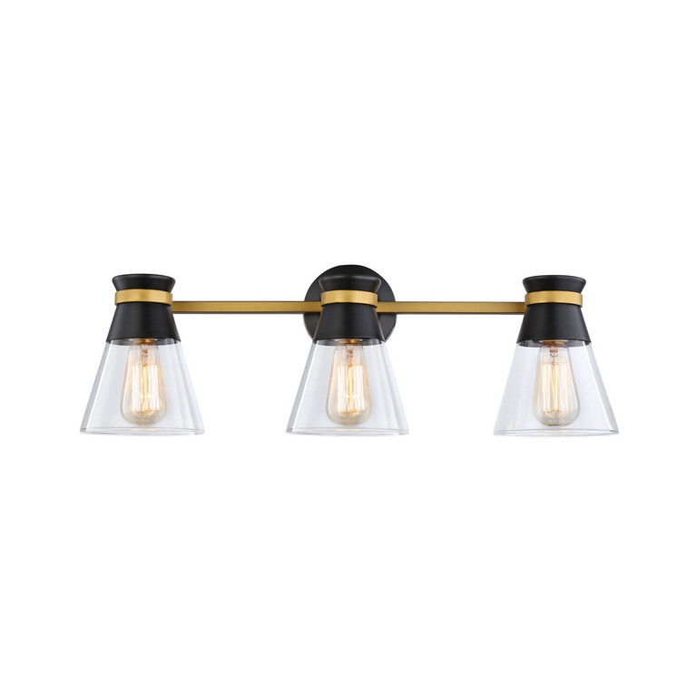 Artcraft - AC11803BB - Three Light Vanity - Kanata - Black & Brushed Brass