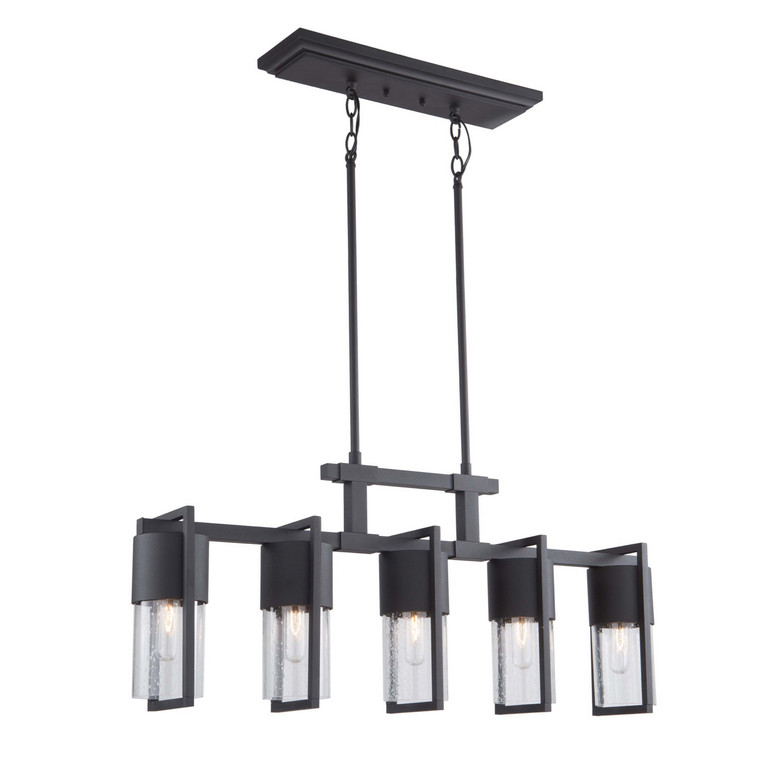 Artcraft - AC9147BK - Five Light Outdoor Chandelier - Bond - Matte Black & Brass
