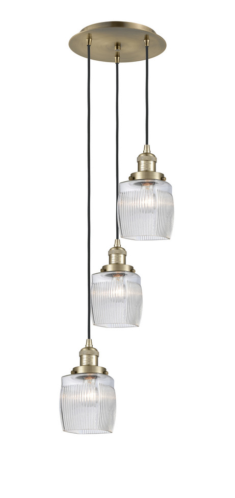 Innovations - 113F-3P-AB-G302 - Three Light Pendant - Franklin Restoration - Antique Brass