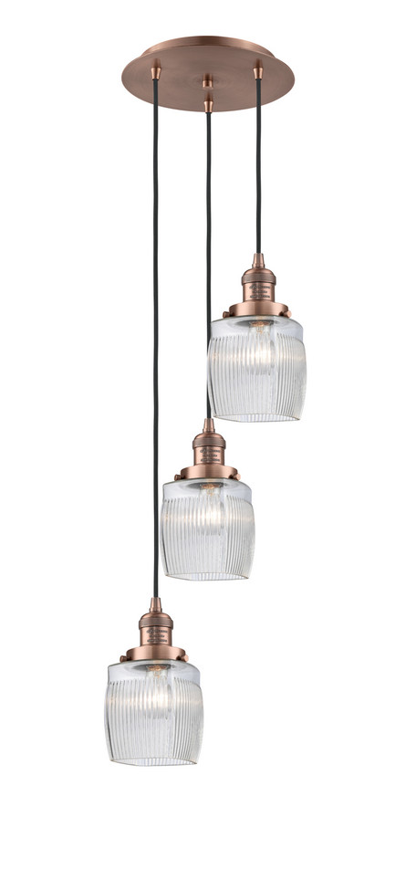 Innovations - 113F-3P-AC-G302 - Three Light Pendant - Franklin Restoration - Antique Copper