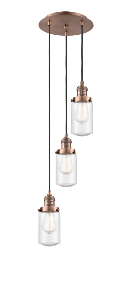 Innovations - 113F-3P-AC-G314 - Three Light Pendant - Franklin Restoration - Antique Copper