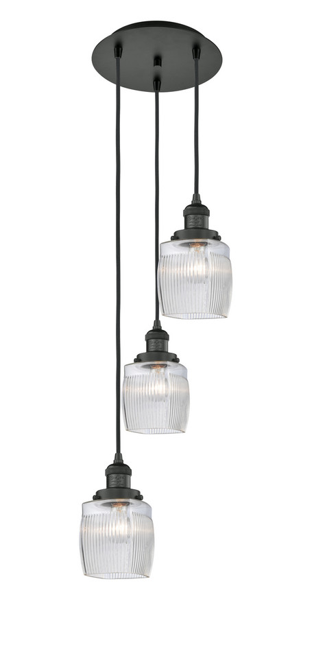 Innovations - 113F-3P-BK-G302 - Three Light Pendant - Franklin Restoration - Matte Black