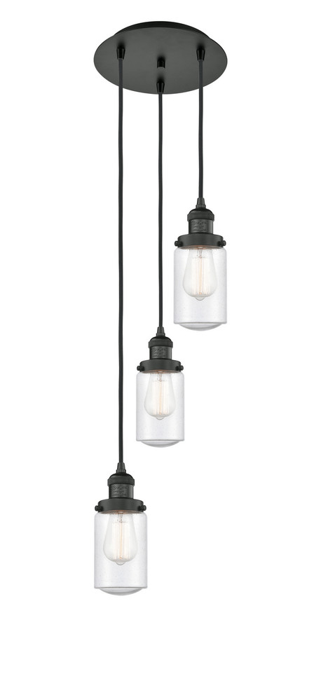 Innovations - 113F-3P-BK-G314 - Three Light Pendant - Franklin Restoration - Matte Black