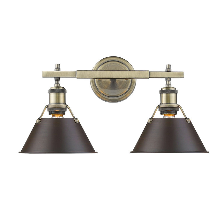 Golden - 3306-BA2 AB-RBZ - Two Light Bath Vanity - Orwell - Aged Brass