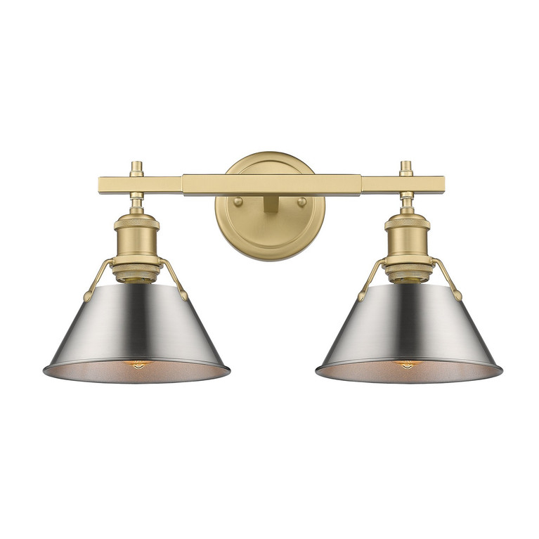 Golden - 3306-BA2 BCB-PW - Two Light Bath Vanity - Orwell - Brushed Champagne Brass