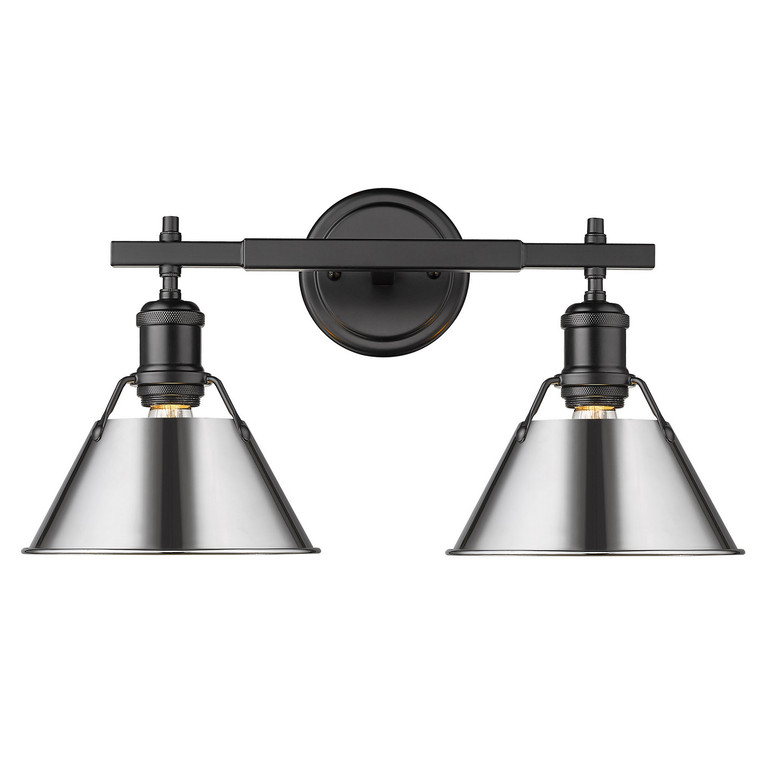 Golden - 3306-BA2 BLK-CH - Two Light Bath Vanity - Orwell - Matte Black