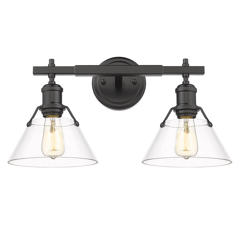 Golden - 3306-BA2 BLK-CLR - Two Light Bath Vanity - Orwell - Matte Black