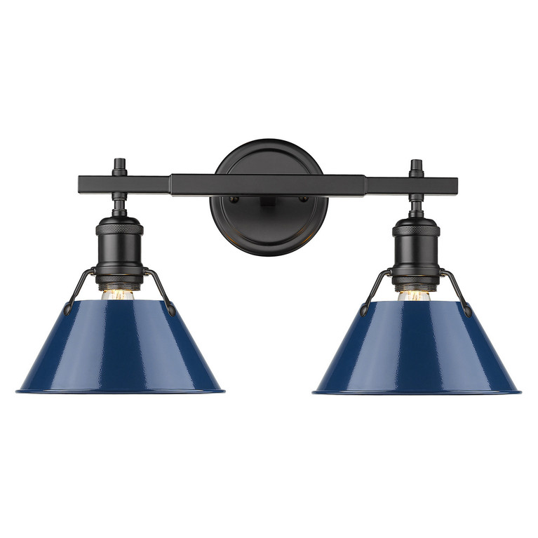 Golden - 3306-BA2 BLK-NVY - Two Light Bath Vanity - Orwell - Matte Black