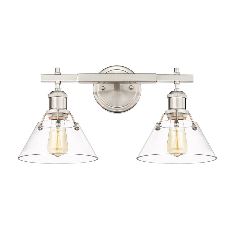 Golden - 3306-BA2 PW-CLR - Two Light Bath Vanity - Orwell - Pewter