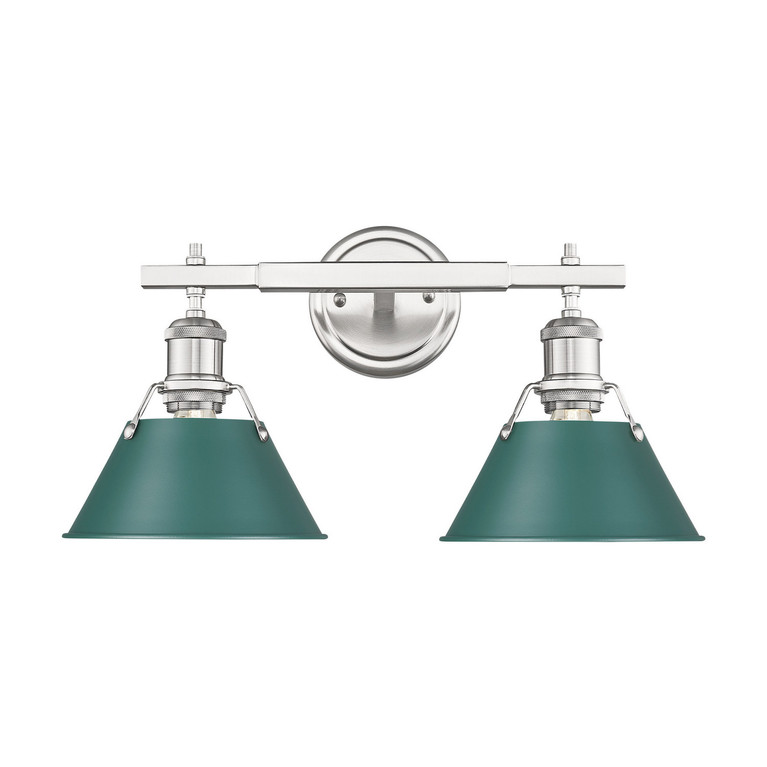 Golden - 3306-BA2 PW-GN - Two Light Vanity - Orwell - Pewter