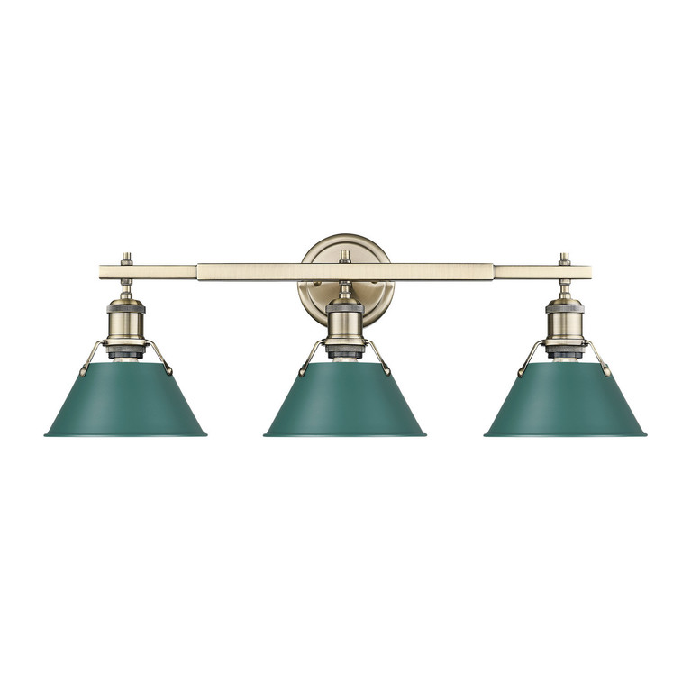 Golden - 3306-BA3 AB-GN - Three Light Vanity - Orwell - Aged Brass