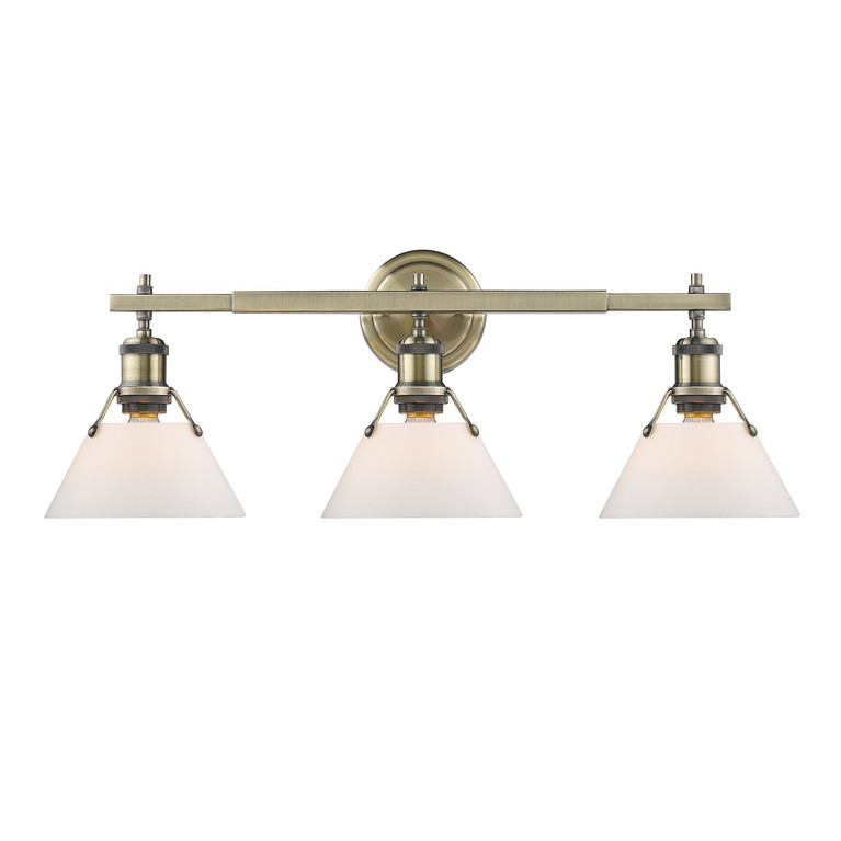 Golden - 3306-BA3 AB-OP - Three Light Bath Vanity - Orwell - Aged Brass