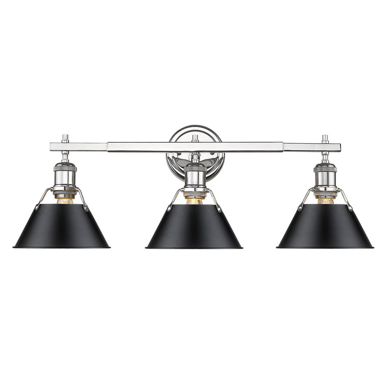 Golden - 3306-BA3 CH-BLK - Three Light Bath Vanity - Orwell - Chrome