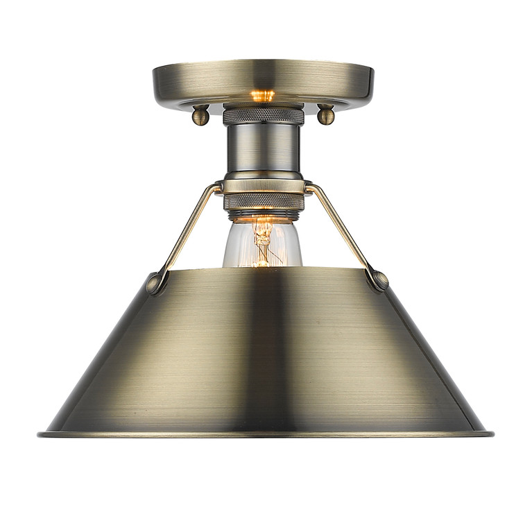 Golden - 3306-FM AB-AB - One Light Flush Mount - Orwell - Aged Brass