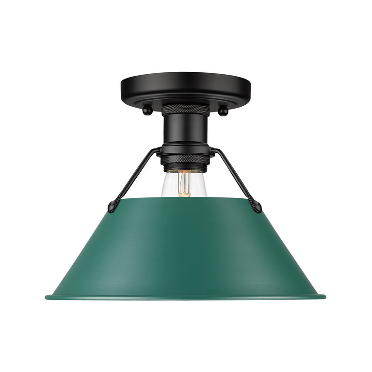 Golden - 3306-FM BLK-GN - One Light Flush Mount - Orwell - Matte Black