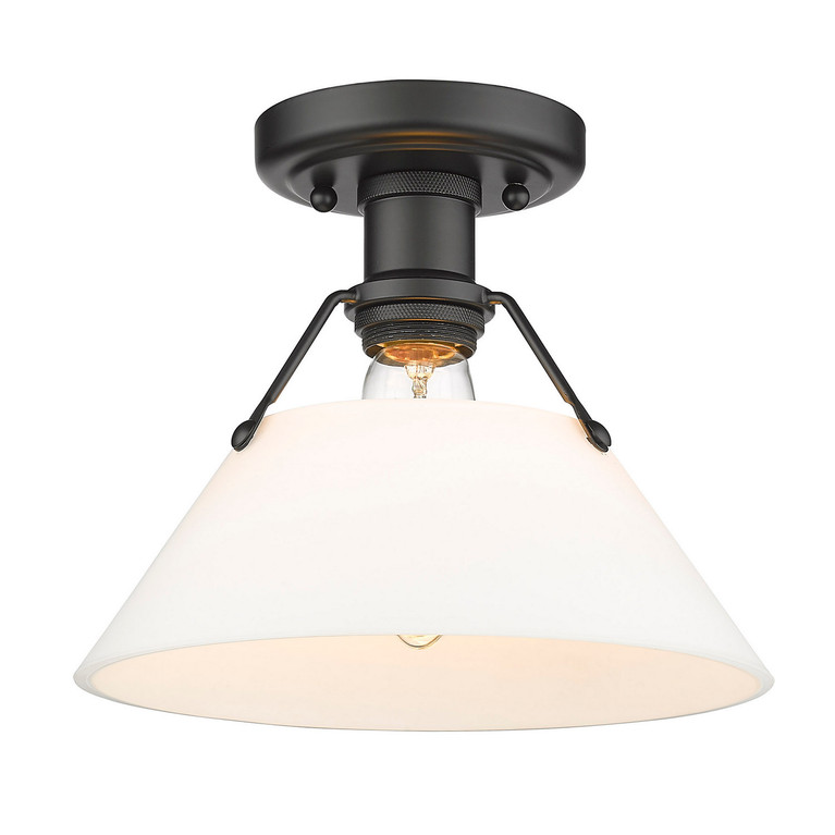 Golden - 3306-FM BLK-OP - One Light Flush Mount - Orwell - Matte Black