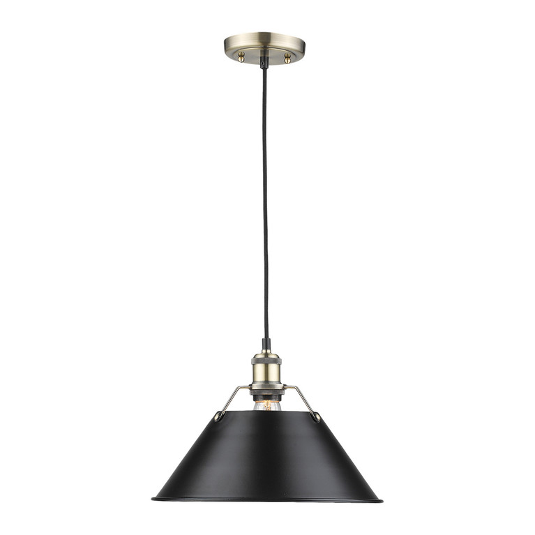Golden - 3306-L AB-BLK - One Light Pendant - Orwell - Aged Brass
