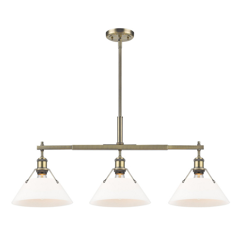 Golden - 3306-LP AB-OP - Three Light Linear Pendant - Orwell - Aged Brass