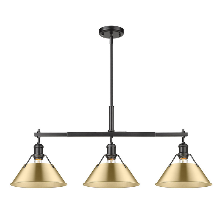 Golden - 3306-LP BLK-BCB - Three Light Linear Pendant - Orwell - Matte Black