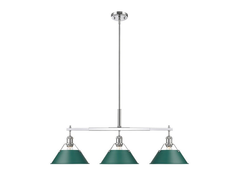 Golden - 3306-LP CH-GN - Three Light Linear Pendant - Orwell - Chrome