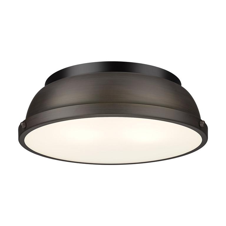 Golden - 3602-14 BLK-RBZ - Two Light Flush Mount - Duncan - Matte Black