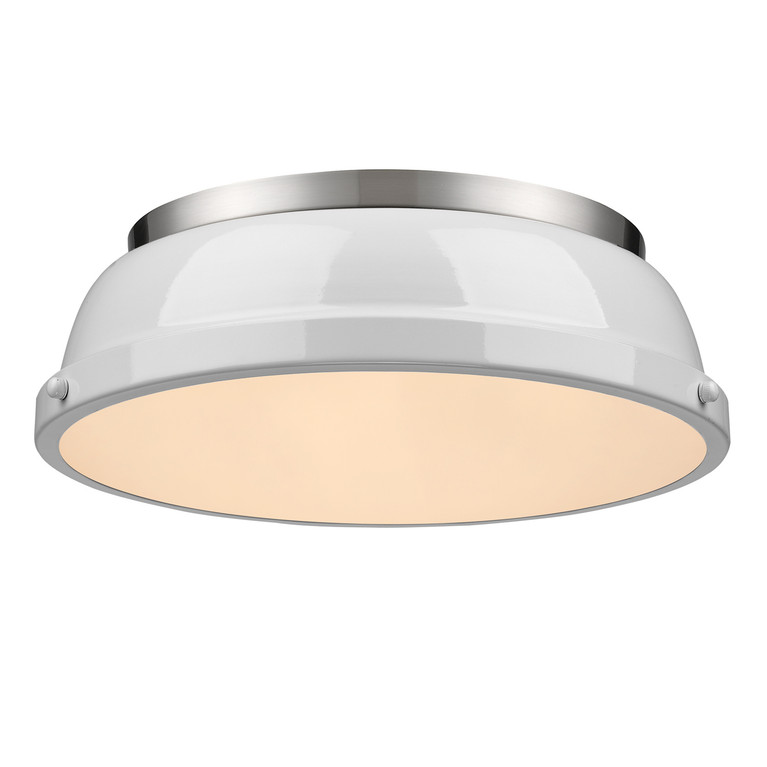 Golden - 3602-14 PW-WH - Two Light Flush Mount - Duncan - Pewter