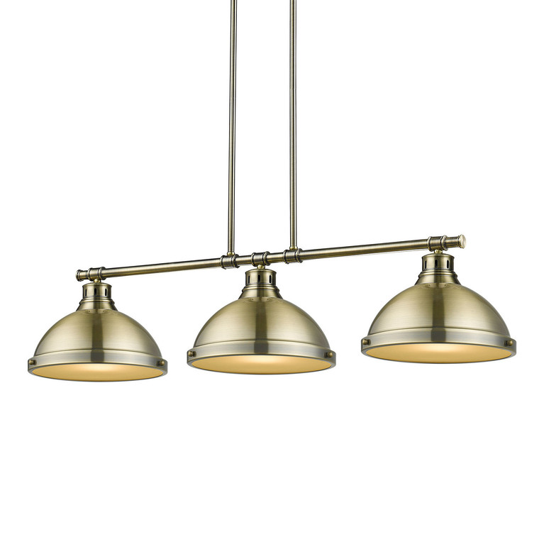 Golden - 3602-3LP AB-AB - Three Light Linear Pendant - Duncan - Aged Brass