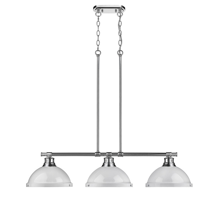 Golden - 3602-3LP CH-WH - Three Light Linear Pendant - Duncan - Chrome