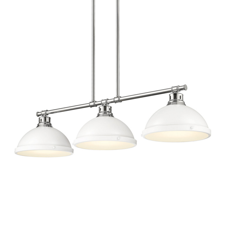 Golden - 3602-3LP CH-WHT - Three Light Linear Pendant - Duncan - Chrome