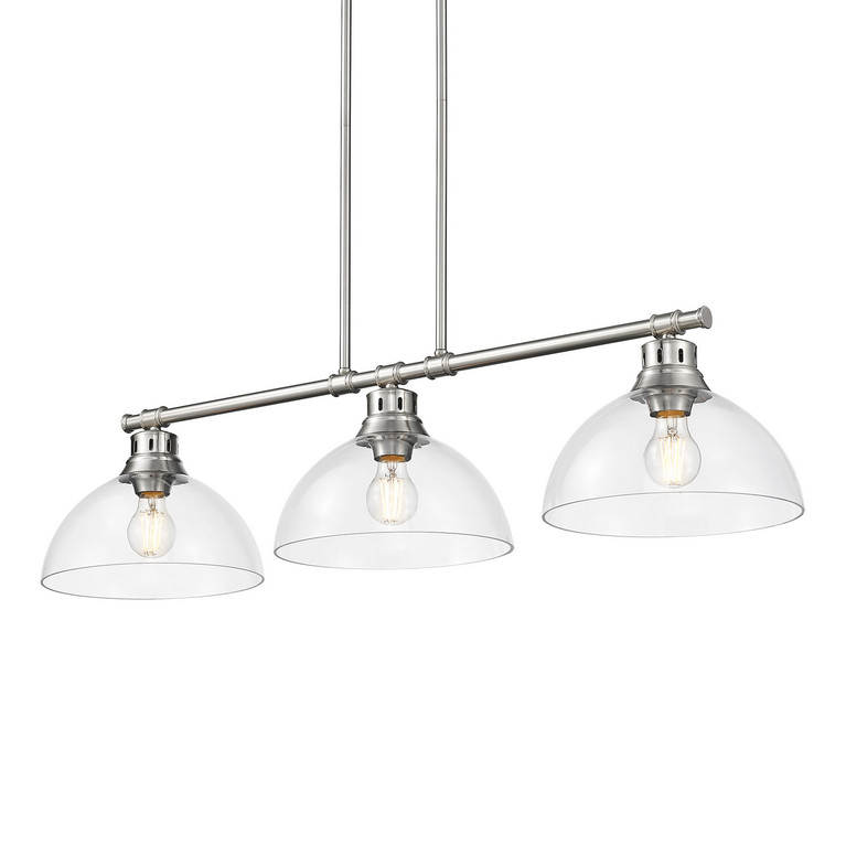 Golden - 3602-3LP PW-CLR - Three Light Linear Pendant - Duncan - Pewter