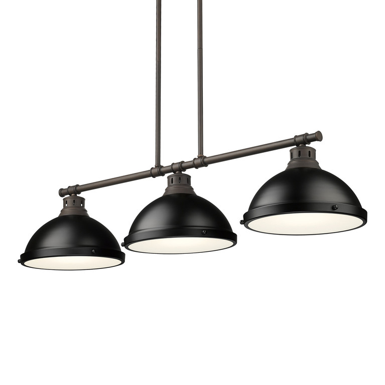 Golden - 3602-3LP RBZ-BLK - Three Light Linear Pendant - Duncan - Rubbed Bronze