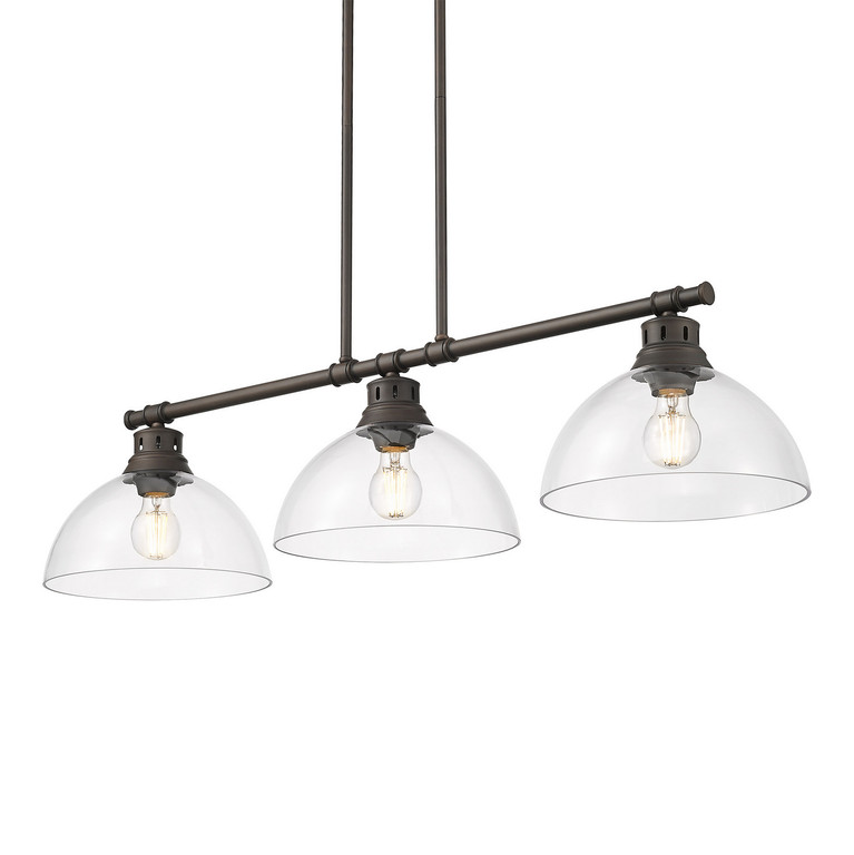 Golden - 3602-3LP RBZ-CLR - Three Light Linear Pendant - Duncan - Rubbed Bronze