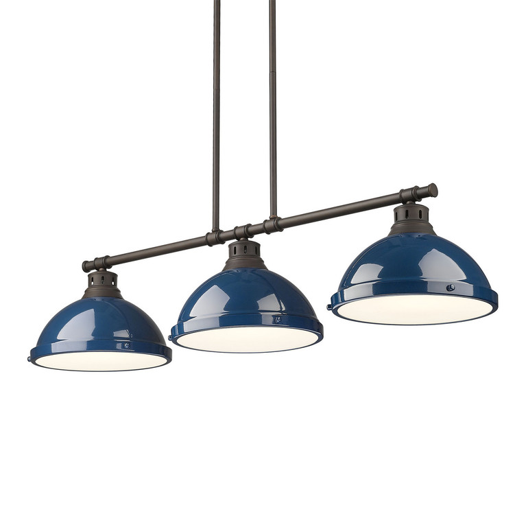 Golden - 3602-3LP RBZ-NVY - Three Light Linear Pendant - Duncan - Rubbed Bronze