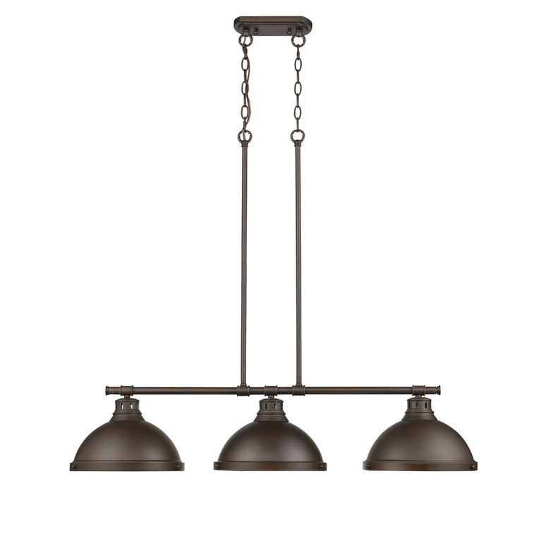 Golden - 3602-3LP RBZ-RBZ - Three Light Linear Pendant - Duncan - Rubbed Bronze
