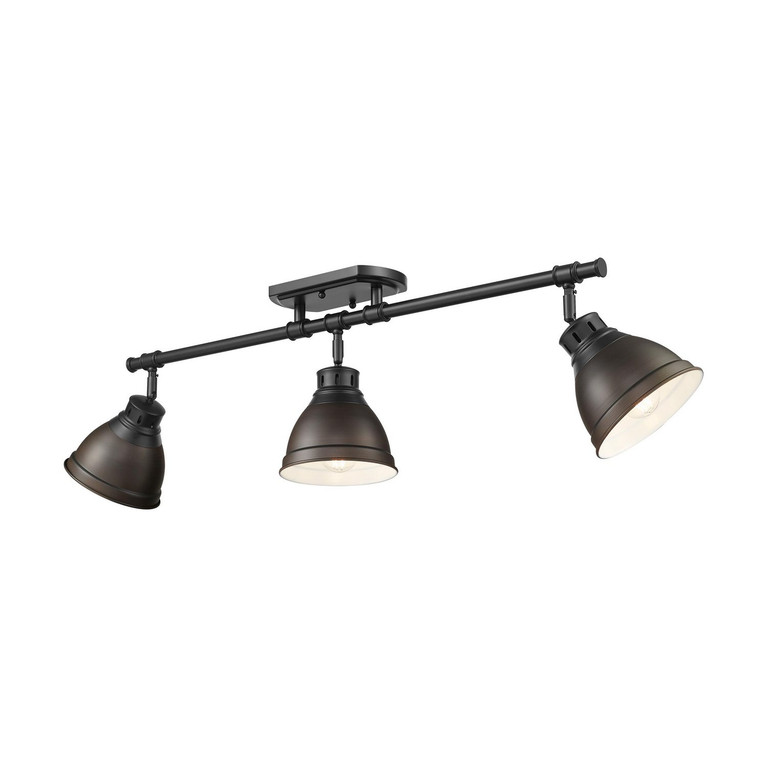 Golden - 3602-3SF BLK-RBZ - Three Light Semi-Flush Mount - Duncan - Matte Black