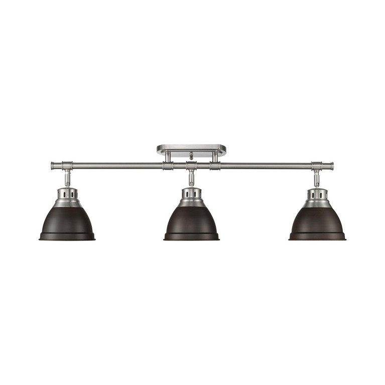 Golden - 3602-3SF PW-RBZ - Three Light Semi-Flush Mount - Duncan - Pewter