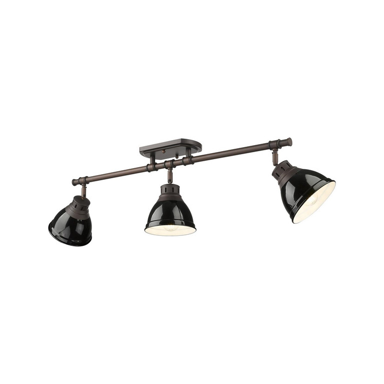 Golden - 3602-3SF RBZ-BK - Three Light Semi-Flush Mount - Duncan - Rubbed Bronze
