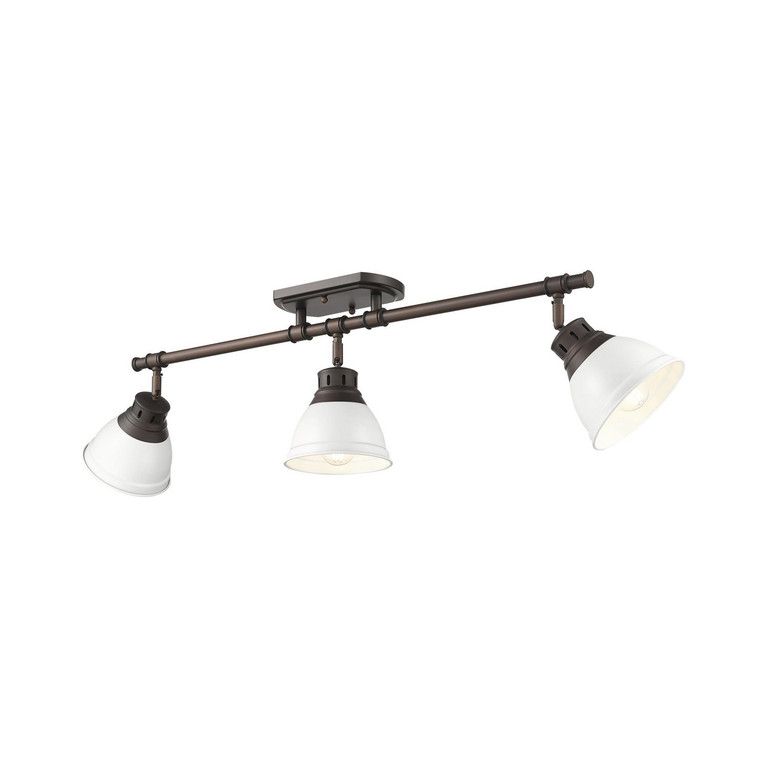 Golden - 3602-3SF RBZ-WHT - Three Light Semi-Flush Mount - Duncan - Rubbed Bronze