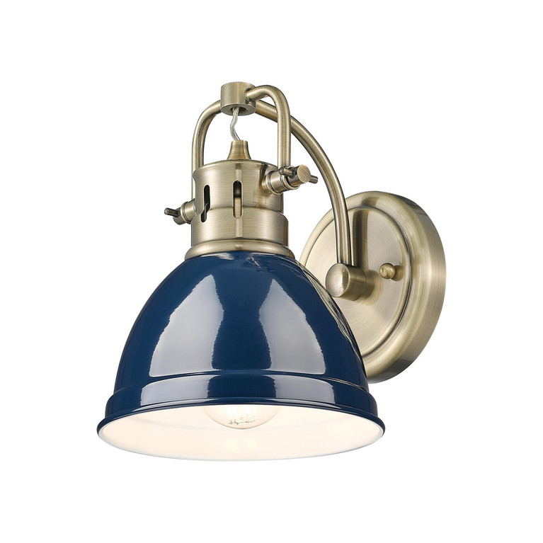 Golden - 3602-BA1 AB-NVY - One Light Vanity - Duncan - Aged Brass