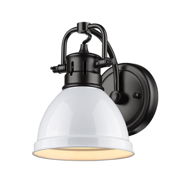 Golden - 3602-BA1 BLK-WH - One Light Bath Vanity - Duncan - Matte Black