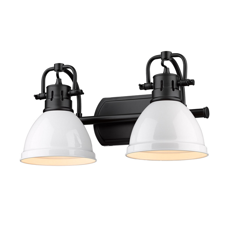 Golden - 3602-BA2 BLK-WH - Two Light Bath Vanity - Duncan - Matte Black